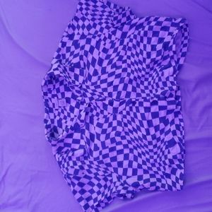 Cropped blue and white checkered blouse from Rue 21. Warn once. Great condition